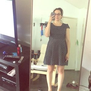 Blue and white dress